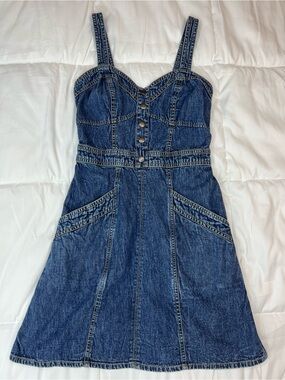Japna Blue Denim Button-Front Mini Dress 100% cotton